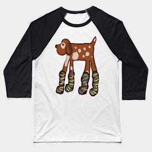 Dog in stripey socks Baseball T-Shirt